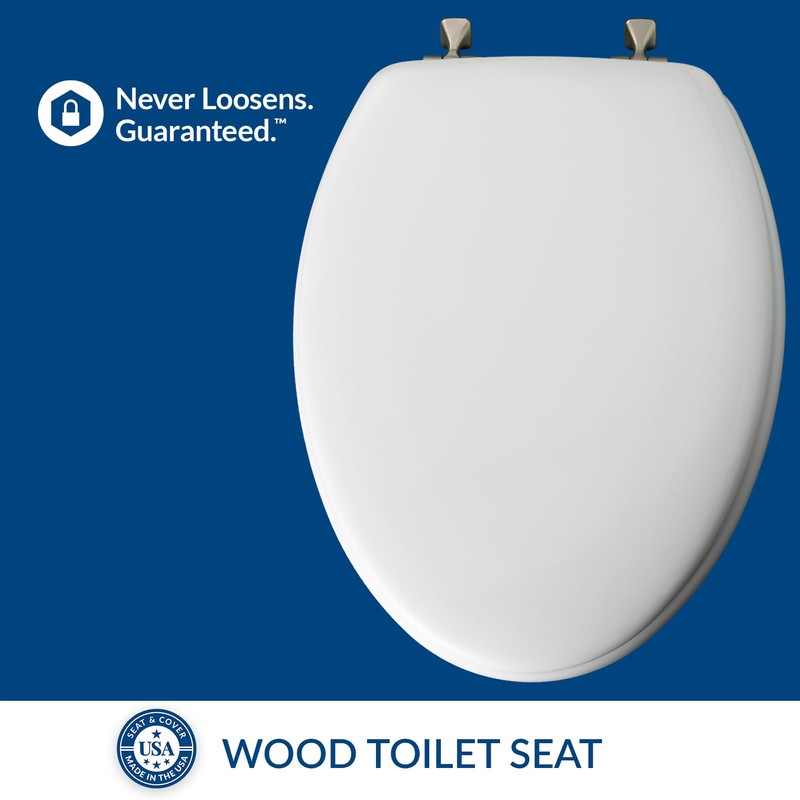 MAYFAIR 1844BNA 000 Toilet Seat with Brushed Nickel Hinges will