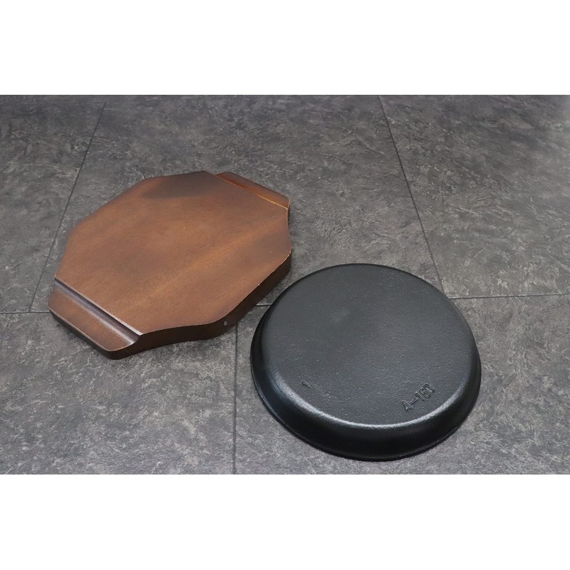Asahi Steak Plate (with Wooden Base) Iron Casting, Hot Tray,
