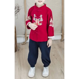 Bitablue Unisex Oriental Dragon Motif Matching Top and Pants Set Co-Ord (4)