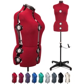 BHD BEAUTY Red 13 Dials Female Fabric Adjustable Mannequin Dress Form for Sewing, Mannequin Body Torso with Tri-Pod Stand, Up to 70" Shoulder Height. (Large)