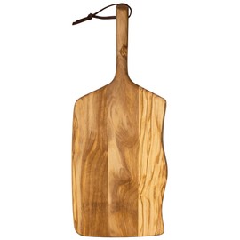 Rock & Branch Olive Wood Serving Paddle, Wood Cutting Board with Handle for Kitchen and Charcuterie Boards