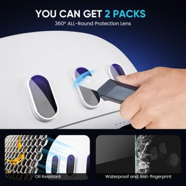 2 Pack Camera Lens Protector and 1 Build-in Lens Cover for Oculus Meta Quest 3 Accessories, Alloy Frame, 9H Hardness Tempered Glass, Anti-Scratch, High Definition, Case Friendly, Silver