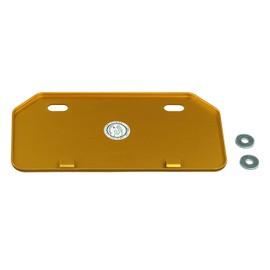 POSH FAITH Motorcycle Aluminum License Plate (Angle Cut Top Corners), for Under 7.6 cu (125 cc) Engines, Gold, 500192-04-10
