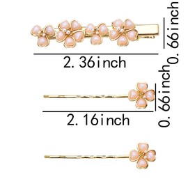 Aesthetic Pink Flower Hair Clips with Pearls for Women 3Pcs Japanese Cherry Blossom Hair Pin Accessories Cute Floral Hair Barrettes for Short Hair Side Pins Decorative Sakura Flowers for Hair
