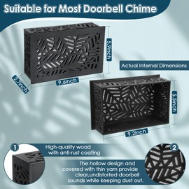 Saillong Doorbell Chime Cover Box Only, Upgrade Thickness Wooden Doorbell Cover Plate Inside House, Decorative Door Bell Box for Indoor/outdoor Home Wall, Easy to Install(Black)