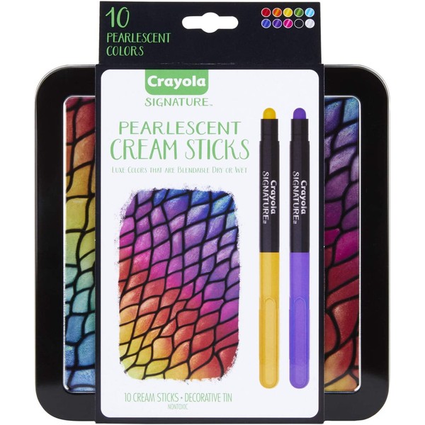 Crayola Pearlescent Cream Sticks & Case, Oil Pastel Alternative, Gift Set, 10Count