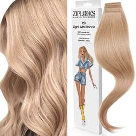 ZIPLOOKS | Naturelle Hair Extensions | Human Hair Extensions | Soft & Natural Hair Color | #20 Light Ash Blonde Highlights with ZTool Application, Damage-Free Hair & Scalp, 16 Inch, 4 Pcs 20g