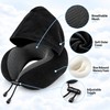 Hooded Travel Neck Pillow for Airplane & Car – U-Shaped
