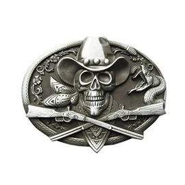 Schnalle123 Belt Buckle Western Texas Cowboy 3D Look for Interchangeable Belt Buckle Buckle Model 96, silver