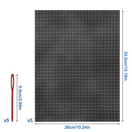 XYQMLY 5 Pcs 7 Count Plastic Mesh Canvas Sheets for Embroidery Crafting - 10.2" x 13.2", Acrylic Yarn Crafting, Knit and Crochet Projects, Make Aquarium Dividers, with 5 Pcs Weaving Needles, Black