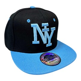 Jeamis Children's NY Cap Kids USA Summer Snapback Baseball Cap Cap Unisex Trucker Starter Baseball Cap Hat Hawaiian Cult for Boys and Girls, NY Black Blue, Unit size