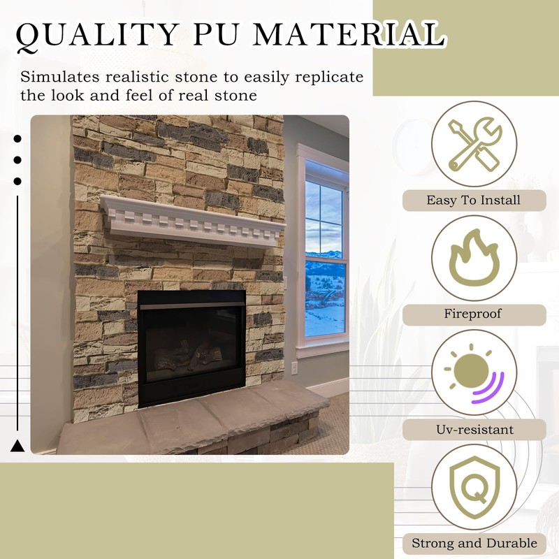 Maasechs 2 Pack Faux Stone Panels Interior 45.6''l x 11.8''h