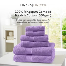Linens Limited - Hand Towel for Bathroom and for Kitchen, Great as Face Towel, Guest Towel, and More, Turkish Cotton, Soft and Luxurious, Super Absorbent, Machine Washable (Lilac)