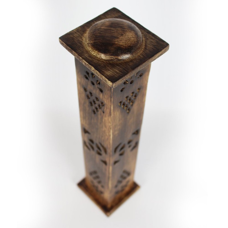 Magrathea Incense Tower/Wooden Cone & Stick Burner/Carved Wood Holder
