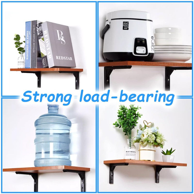 2pcs Heavy Duty Shelf Bracket, Black Wall Mount Stainless Steel