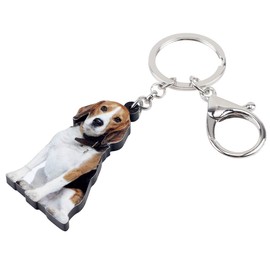DOWAY Acrylic Beagles Dog Key Chain Keyring Jewelry for Bags Purses Belts Loop Accessory Charm Women Girls Gifts (Brown-1)