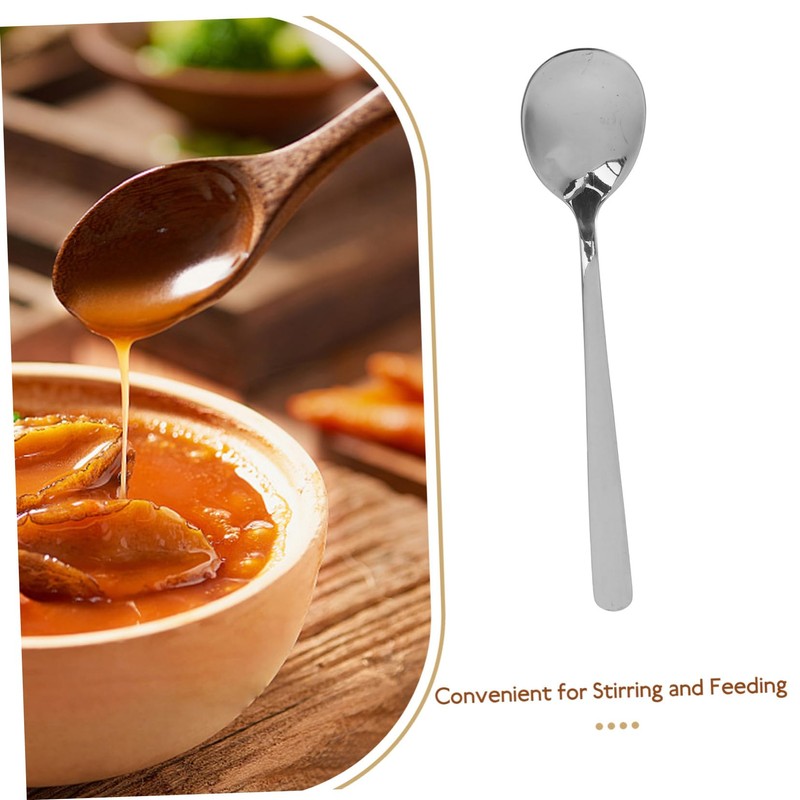 SHOWERORO 12pcs Stainless Steel Serving Spoons Long Handle Thickened Soup