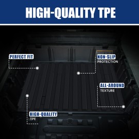 CPOWACE TPE Rear Cargo Bed Mat Bed Liner Compatible with Can Am Defender HD5 / HD8 / HD10 / MAX 2016-2023 Accessories, All Weather Protection Slush Liner