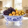 XINGYAN 10in Blue and White Ceramic Fruit Bowl,Chinoiserie Decorative Bowl,Three-Legged
