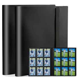 2-Pack Trading Card Binder, 9-Pocket Acid-free Side-Loading Album with 40 Sheets 720 Cards, Band Closure Sports Card Holder for Baseball, Football, Basketball, TCG, MTG, Photocard Collection (Black)
