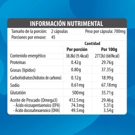 Glutatión Puro + Omega 3 Antioxidante | 90 Softgels | Maklen