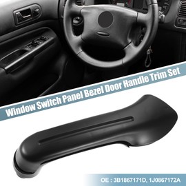 X AUTOHAUX 1 Set Interior Front Left Drive Side Window Switch Panel Bezel Door Handle Trim Set for VW Golf MK4 2 Doors 3B1867171D Black