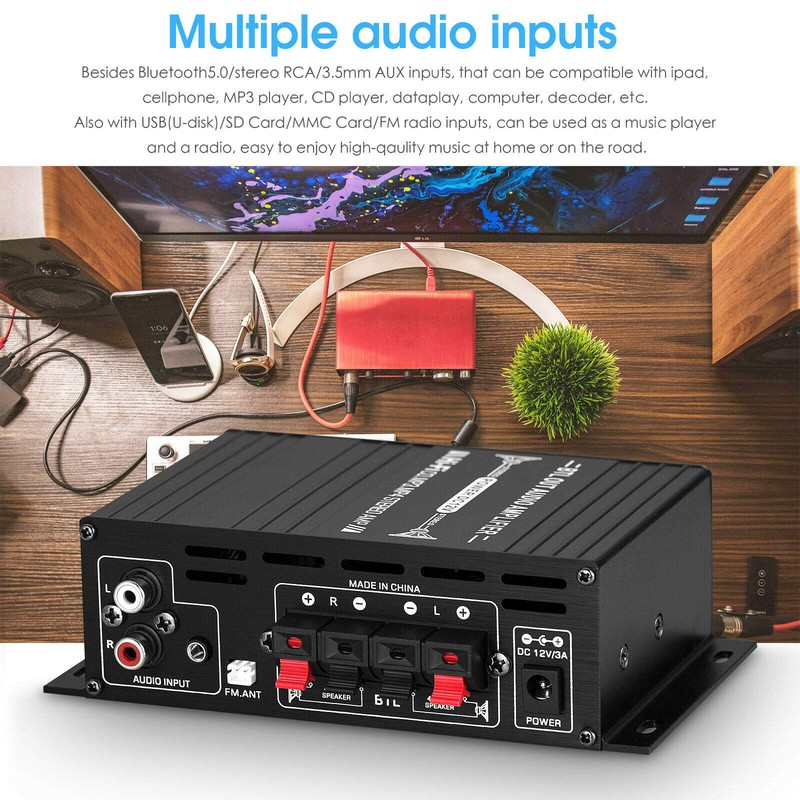 Mini Bluetooth 5.0 Digital Amplifier - Stereo Home and Car