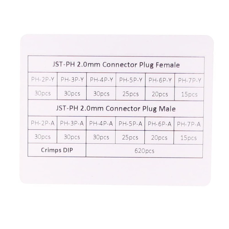 RFaha 920pcs JST-PH Kit 2.0mm 2/3/4/5/6/7 Pin Female Head Plug