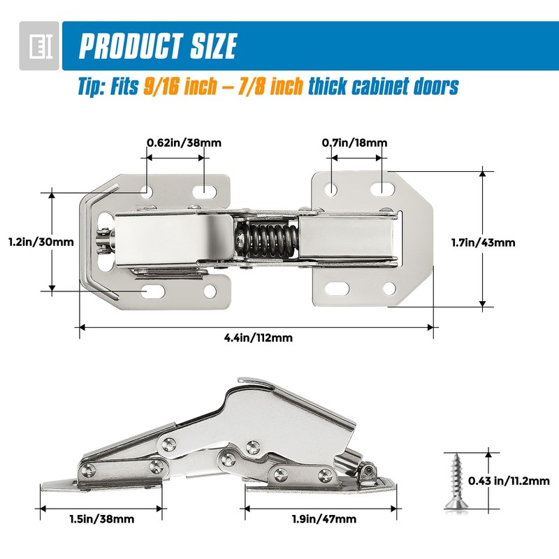 Ravinte 8 Pack Soft Close Hidden Hinges Surface Mount Kitchen