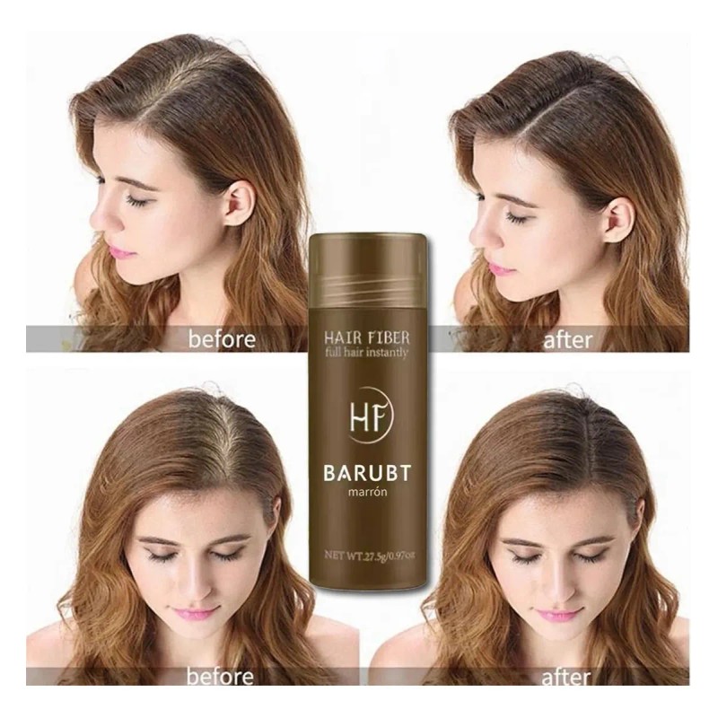 Polvo De Fibra Capilar Marrón Cubre Raíz De Cabello Calvicie