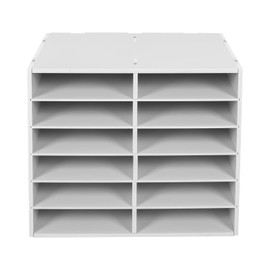 Desktop Literature Organizer, File Holder Office Mailbox, Paper Organizer, Mail Sorter Organizer Magazine Holder, Paper Storage Cabinet Classroom Keepers for Office Home School (12 Compartment-White)