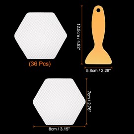 HARFINGTON 36pcs Non-Slip Bathtub Stickers Set 3.15" Hexagon Shower Floor Sticker PEVA Anti-Slip Adhesive Appliques with Scraper for Bathroom Kitchen Treads Stairs Swimming Pool, White