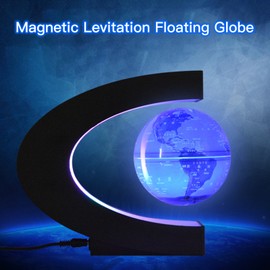 Floating Globe with LED Light 3 Inch Magnetic Levitation Rotating World Map with Multicolor Light C-Shape Base Creative Anti Gravity Globe Lamp for Children Gift Home Office Desk Decoration Teaching Demo