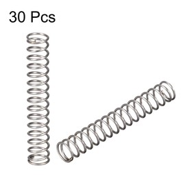 sourcing map Pack of 30 Compression Springs, 5 mm x 0.5 mm x 30 mm, Free Length, 10.6 N Load Capacity, Grey