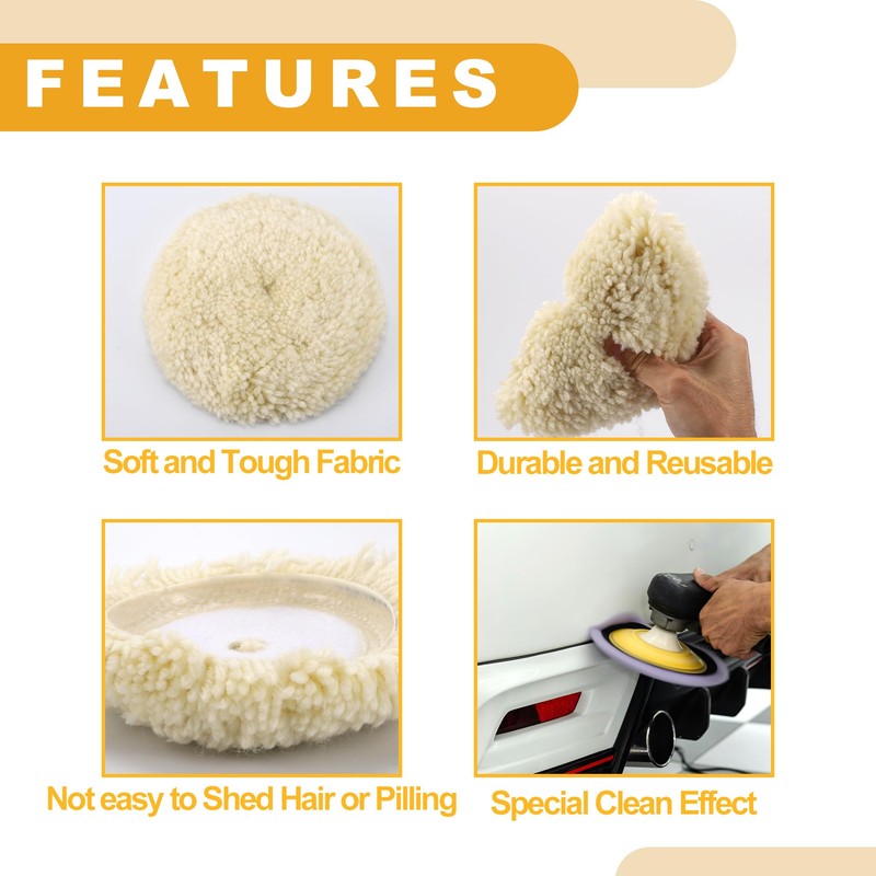 Partuto 1pc 5" 125mm Universal Wool Polishing Buffing Pad -