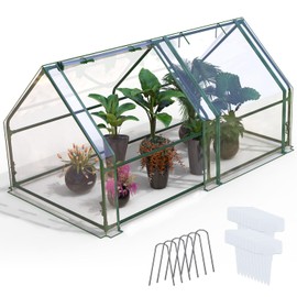 Portable Mini Greenhouse, 70" x 33" x 37" Mini Tunnel Greenhouse with Roll-Up Zipper Doors, Small Green House for Indoor Outdoor Garden Patio Backyard