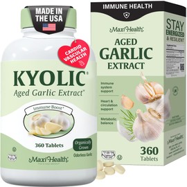 Maxi Health Kyolic Organic Garlic Supplement - Kosher Garlic Tablets with Kyolic Aged Garlic Extract for Immune Support - Vegetarian Garlic Pills (360 Count)