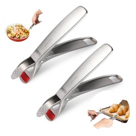 2 pinzas de acero inoxidable para placa caliente, antideslizantes, resistentes al calor, antiquemaduras, ajustables en 360°, pinzas de acero inoxidabl