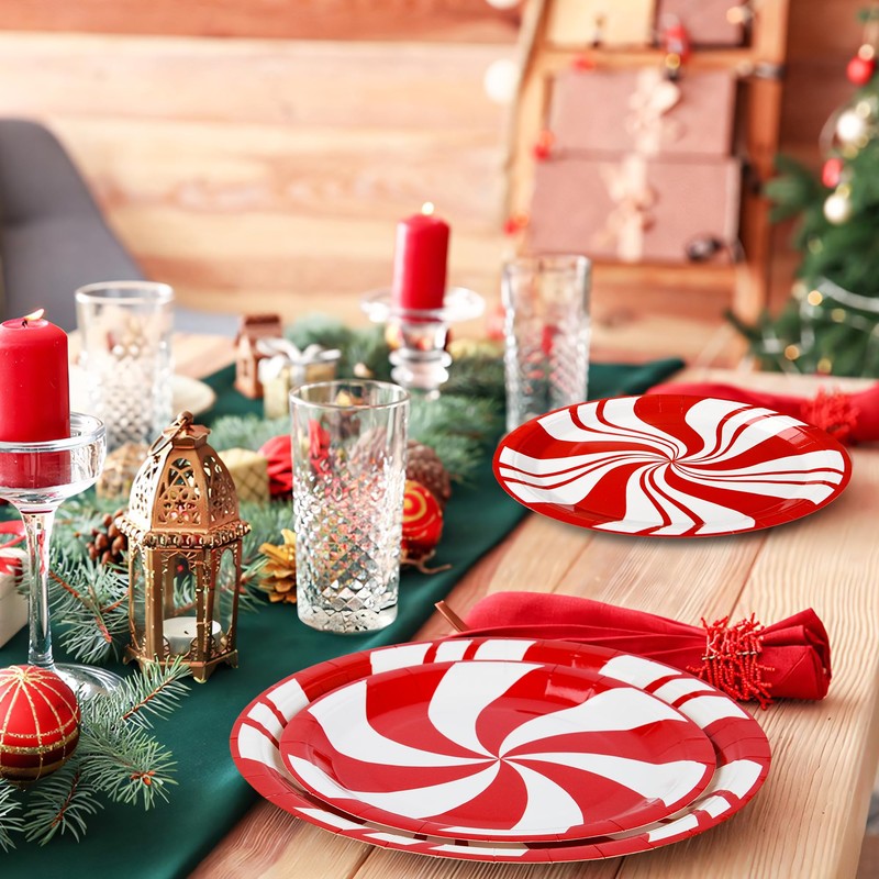 AimFun - 50 platos de papel de Navidad, platos de