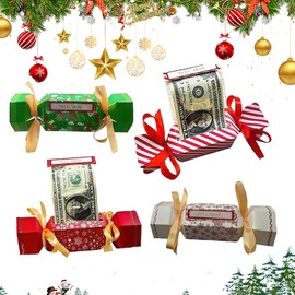 4Pcs Christmas Surprise Money Pull Pouch, Money Box for Cash Gift, Cute DIY Candy Shape Surprise Money Pull Pouch, Christmas Home Holiday Party Decor