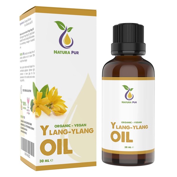Ylang Ylang Oil 30 ml - 100% Natural Ylang Ylang Essential Oil, Vegan - Ylang-Ylang Oil (Cananga Odorata) for Aromatherapy, Oil Burner, Diffuser