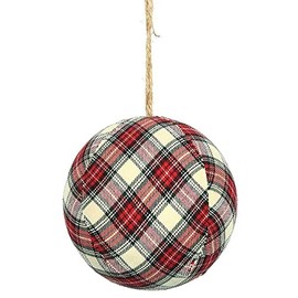 Vickerman 4" Red and White Plaid Cloth Ball Christmas Ornament. This Unique Ornament is an Exceptional Addition to Any Collection. It Includes 4 Pieces per Bag. Recommended for Indoor Use.