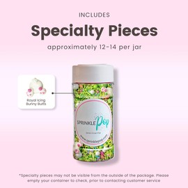 Cottontail Sprinkle Mix| Made In USA By Sprinkle Pop| Lime Green White Sprinkles Mix With White Bunny Royal Icings And Pink Pastel| Easter Sprinkles For Decorating Cakes Cookie Cupcakes Ice Cream, 4oz