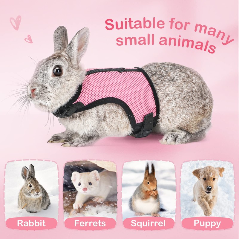 PETTOM Bunny Rabbit Guinea Pig Harness Stretchy Elastic Leash Cute