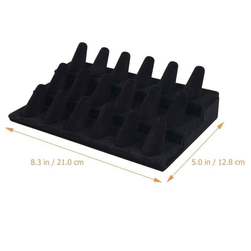 Baluue Black Cloth Desktop Ring Display Holder MDF Jewelry Modern