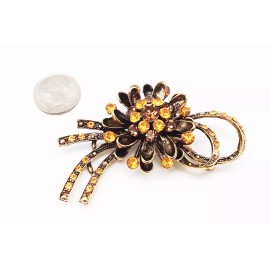 UNIQUE 3 in FLORAL GOLD TONE ROUND MULTI GOLD CRYSTAL SWAG METAL PIN BROOCH NEW