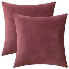 Rythome Set of 2 Velvet Throw Pillow Covers for Couch and Bed - 18"x18", Mauve Dusk
