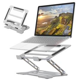 Laptop Stand, Ergonomic Adjustable Notebook Riser Holder with Foldable Design, Computer Stand Compatible with up to 17" Laptops, Tablets, and Drawing Tablets(Color:Silver)