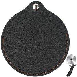 Yeebeny Pizza Wheel Cover, Pizza Steering Wheel Cover Is Suitable for Pizza Knife Protection, Small, Flexible and Easy to Install, Pizza Wheel Protective Cover Is Made of Brown Leather(Black)