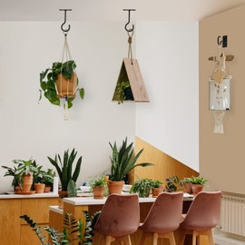 QTJUST Ceiling Hooks for Hanging Plants 2pack 2.5inch Wall Mount Plant Hooks Meatl Plant Hanger Indoor for Hanging Lanterns, Bird Feeder, Flower Basket, Home Decor Indoor & Outdoor